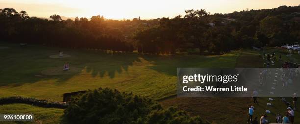 Players practice ahead of the second round of the Tshwane Open at Pretoria Country Club on March 2, 2018 in Pretoria, South Africa.