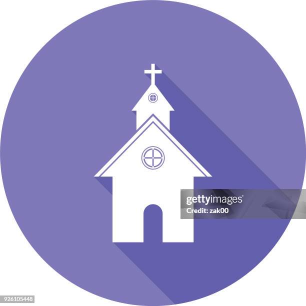 flat design church icon with long shadow - prayer circle stock illustrations