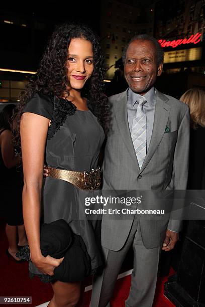 Sydney Tamiia Poitier and Sidney Poitier at Lionsgate Los Angeles Premiere of "Precious" at the AFI Fest on November 01, 2009 in Hollywood,...
