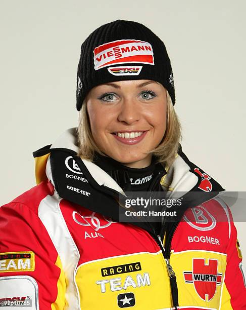 Magdalena Neuner poses during a photocall at the German athlete Winter kit preview at the adidas Brand Center on October 28, 2009 in Herzogenaurach,...