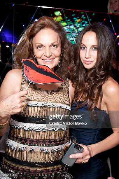 Diane von Furstenberg and Ali Kay attend the opening of the Diane von Fustenberg exhibition afterparty at We Are Family nightclub on October 30, 2009...