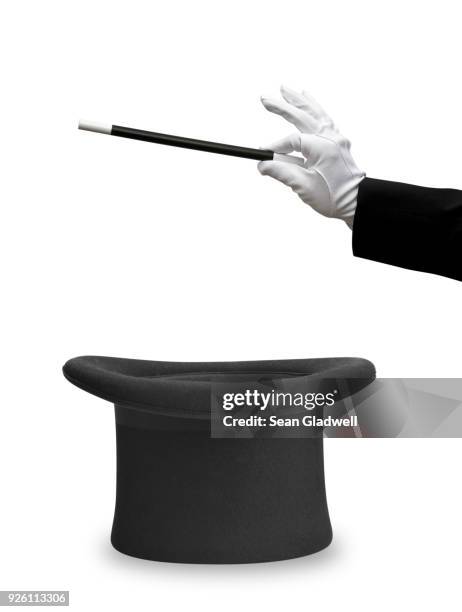 magician wand and top hat - paranormal stock pictures, royalty-free photos & images