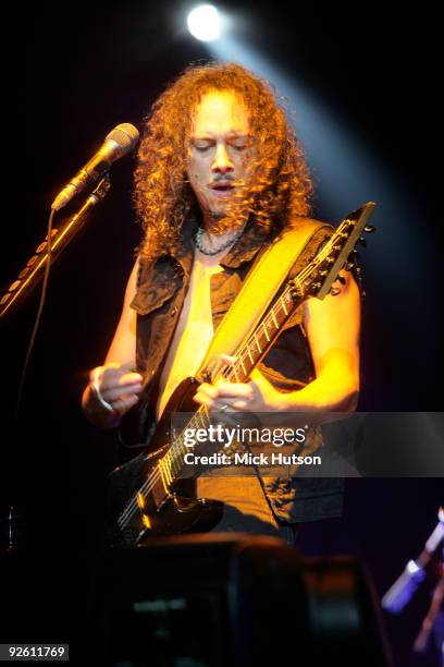 Kirk Hammett of Metallica performs on stage at the O2 Arena on September 15th, 2008 in London.