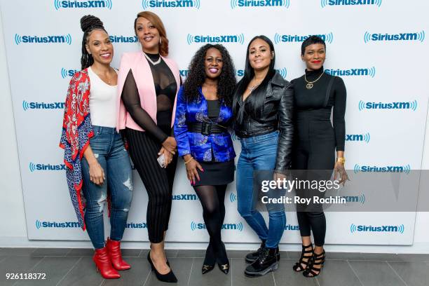 Danielle Jones, Angela Stanton, Tamika Wright, Brandi Davis and Iesha Jeng discuss "From The Bottom Up" during the SiriusXM Urban View "From The...