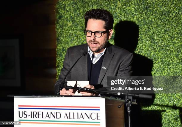 Abrams speaks onstage during the Oscar Wilde Awards 2018 at Bad Robot on March 1, 2018 in Santa Monica, California.