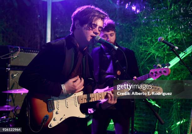 Craig Fitzgerald and Stephen Murtagh of The Academic perform onstage at the Oscar Wilde Awards 2018 at Bad Robot on March 1, 2018 in Santa Monica,...