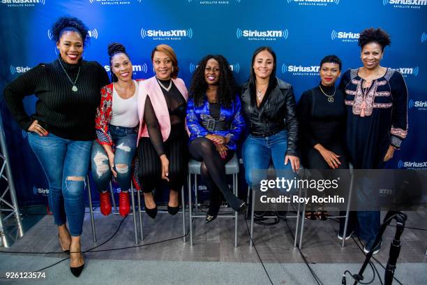 Moderator Nicci Gilbert with Danielle Jones, Angela Stanton, Tamika Wright, Brandi Davis and Iesha Jeng moderator Karen Hunter discuss the SiriusXM...