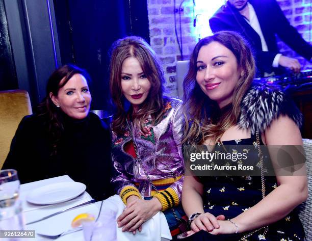 Camilla Olsson, Yung Hee Kim and Nelli Hantman Pose at Lieba Nesis' Birthday Party on March 1, 2018 in New York City.