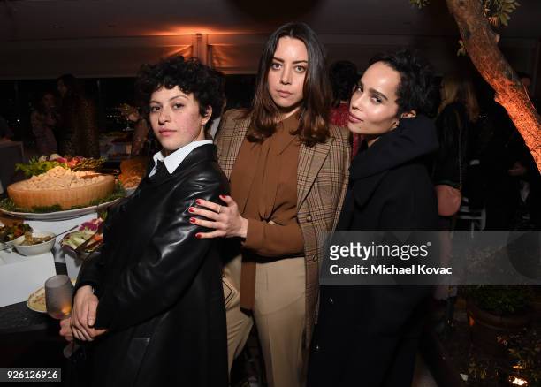 Alia Shawkat, Aubrey Plaza, and Zoe Kravitz celebrate with Belvedere Vodka at Vanity Fair and Lancome Paris Toast Women in Hollywood, hosted by...