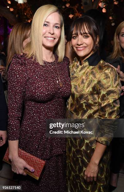 Chelsea Handler and Rashida Jones celebrate with Belvedere Vodka at Vanity Fair and Lancome Paris Toast Women in Hollywood, hosted by Radhika Jones...