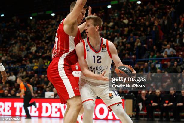 Brock Motum looks for a pass during a game of Turkish Airlines EuroLeague basketball between AX Armani Exchange Milan vs Anadolu Efes Istanbul at...