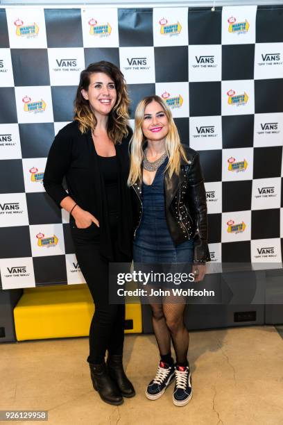 Leanne Bowes and Shira Yevin of Shiragirl attends 2018 Vans Warped Tour Kick Off Event press conference at Vans Global HQ on March 1, 2018 in Costa...