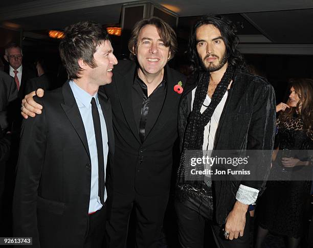 Noel Gallagher from Oasis, Jonathan Ross and Russell Brand attend the Music Industry Trusts' Awards at The Grosvenor House Hotel on November 2, 2009...