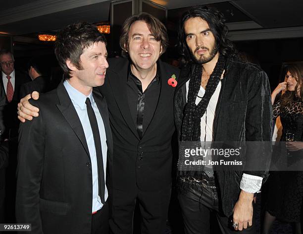 Noel Gallagher from Oasis, Jonathan Ross and Russell Brand attend the Music Industry Trusts' Awards at The Grosvenor House Hotel on November 2, 2009...