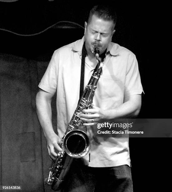 American jazz composer, saxophonist, and clarinetist Ken Vandermark plays at The Hideout in Chicago, Illinois, USA on August 20, 2008.