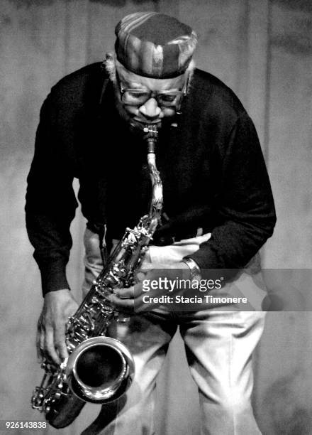 American jazz tenor saxophonist Fred Anderson plays at The Hideout in Chicago, Illinois, USA on August 20, 2008.