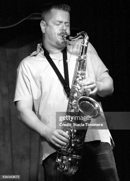 American jazz composer, saxophonist, and clarinetist Ken Vandermark plays at The Hideout in Chicago, Illinois, USA on August 20, 2008.