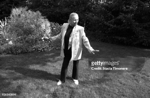 American ballerina Maria Tallchief in the garden of her home in Highland Park, Illinois, USA on September 29, 2003.