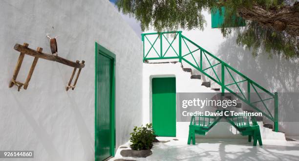 colourful courtyard at the monumento al campesino, san bartolomé, lanzarote, canary islands, spain - campesino stockfoto's en -beelden