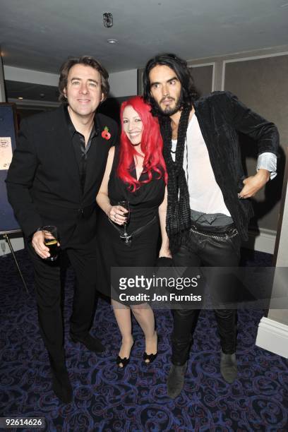 Jonathan Ross, Jane Goldman and Russell Brand attend the Music Industry Trusts' Awards at The Grosvenor House Hotel on November 2, 2009 in London,...