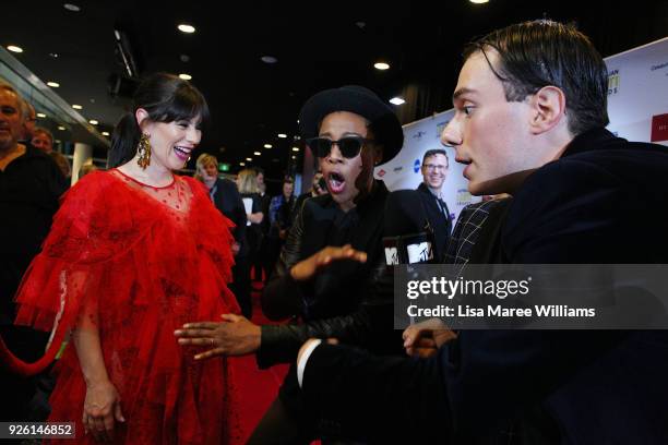 Samira Wiley and Yael Stone are interviewed during the Australian LGBTI Awards at The Star on March 2, 2018 in Sydney, Australia.