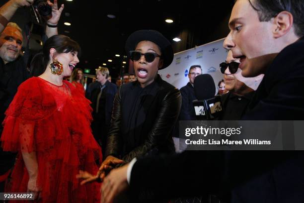 Samira Wiley and Yael Stone are interviewed during the Australian LGBTI Awards at The Star on March 2, 2018 in Sydney, Australia.