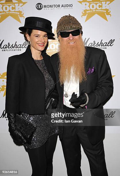 Guitarist Billy Gibbons with his wife Gilligan attend the Classic Rock Roll Of Honour Awards at the Park Lane Hotel on November 2, 2009 in London,...