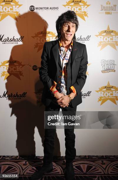 Ronnie Wood from the rock group the Rolling Stones attends the Classic Rock Roll Of Honour Awards at the Park Lane Hotel on November 2, 2009 in...