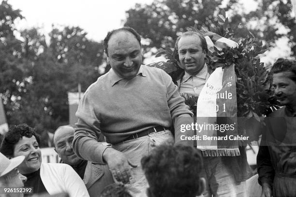 Froilan Gonzalez, Juan Manuel Fangio, Hans Herrmann, Grand Prix of Switzerland, Circuit Bremgarten, 22 August 1954. Winner Juan Manuel Fangio with...