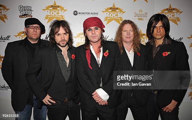 The Quireboys attend the Classic Rock Roll Of Honour Awards at the Park Lane Hotel on November 2, 2009 in London, England.