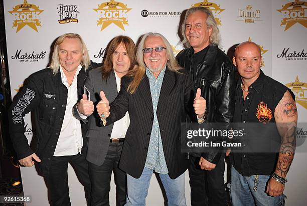 Rock group Uriah Heep attends the Classic Rock Roll Of Honour Awards at the Park Lane Hotel on November 2, 2009 in London, England.