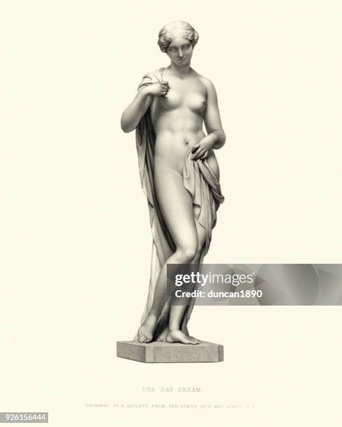 fine art statue, the day dream - fine art statue stock illustrations