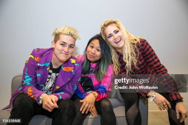 Jessie Meehan and Merilou Salazar of WASI attend 2018 Vans Warped Tour Kick Off Event press conference at Vans Global HQ on March 1, 2018 in Costa...