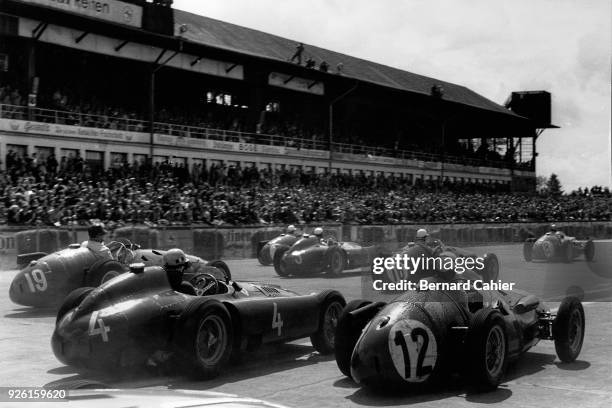 Harry Schell, Luigi Musso, Horace Gould, Maserati 250F, Ferrari D50, Grand Prix of Germany, Nurburgring, 05 August 1956.