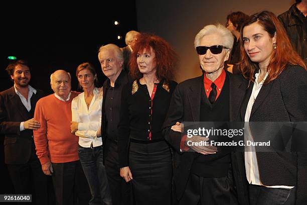 Actress Emmanuelle Devos, director Alain Resnais and actors Sabine Azema, Andre Dussolier, Anne Consigny and Edouard Baer attend "Les Herbes Folles"...