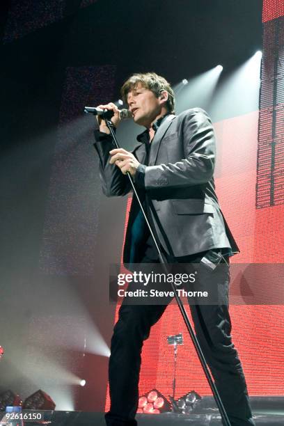 Morten Harket of a-ha performs on stage at the NIA Arena on November 2, 2009 in Birmingham, England.