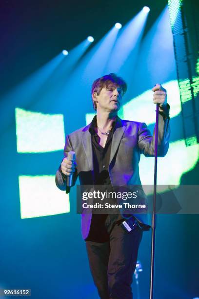 Morten Harket of a-ha performs on stage at the NIA Arena on November 2, 2009 in Birmingham, England.