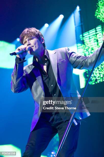 Morten Harket of a-ha performs on stage at the NIA Arena on November 2, 2009 in Birmingham, England.