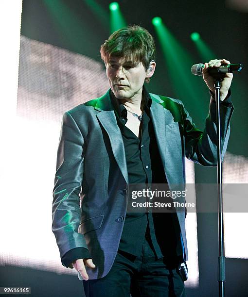 Morten Harket of a-ha performs on stage at the NIA Arena on November 2, 2009 in Birmingham, England.