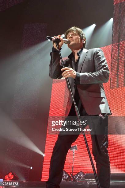 Morten Harket of a-ha performs on stage at the NIA Arena on November 2, 2009 in Birmingham, England.