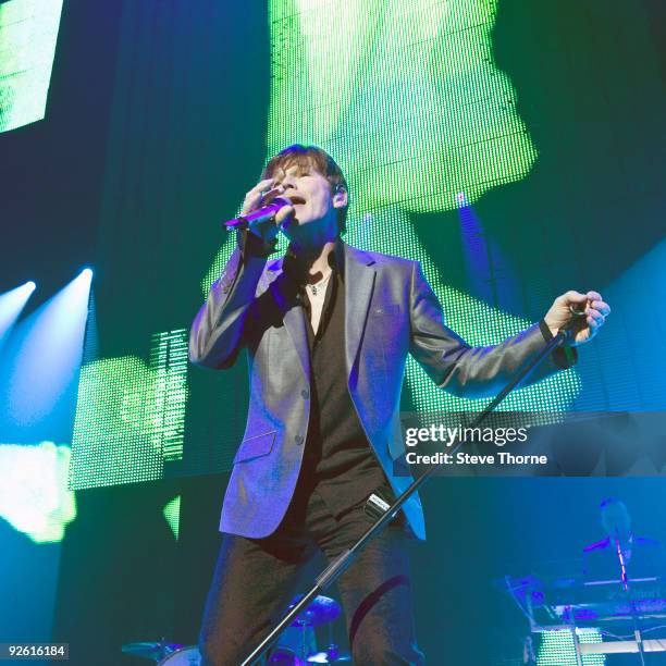 Morten Harket of a-ha performs on stage at the NIA Arena on November 2, 2009 in Birmingham, England.