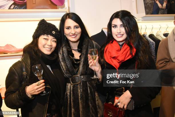 Malika Lambert, Sylvie Ortega Munos and Elsa Oesinger attend the Paul Smith and Technikart Party at Paul Smith Marais Shop on March 1, 2018 in Paris,...