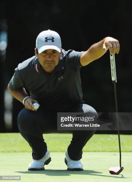 Felipe Aguilar of Chile putts on the 12th green during the second round of the Tshwane Open at Pretoria Country Club on March 2, 2018 in Pretoria,...
