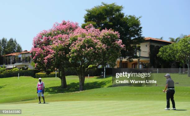 Felipe Aguilar of Chile putts on the 13th green during the second round of the Tshwane Open at Pretoria Country Club on March 2, 2018 in Pretoria,...