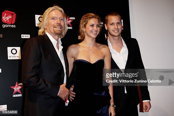 Sir Richard Branson, Holly Branson and Sam Branson attend the Virgin Games Charity Gala on November 2, 2009 in Milan, Italy.