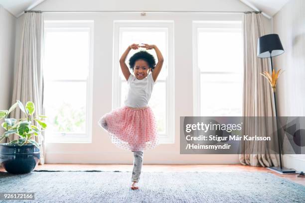 girl practicing ballet dance at home - ballet girl stock pictures, royalty-free photos & images