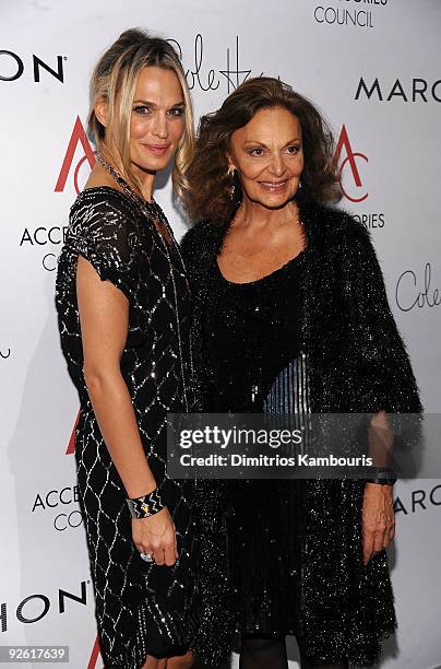 Molly Sims and designer Diane von Furstenberg attend the 13th Annual 2009 ACE Awards presented by the Accessories Council at Cipriani 42nd Street on...
