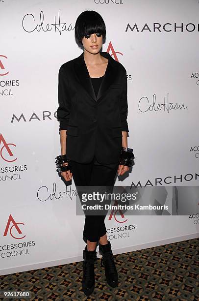 Model Agyness Deyn attends the 13th Annual 2009 ACE Awards presented by the Accessories Council at Cipriani 42nd Street on November 2, 2009 in New...
