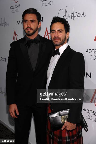 Lorenzo Martone and designer Marc Jacobs attend the 13th Annual 2009 ACE Awards presented by the Accessories Council at Cipriani 42nd Street on...
