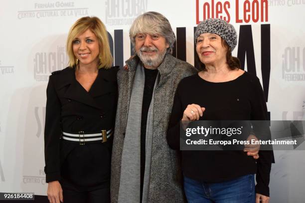 Eva Isanta, Ricardo Arroyo and Petra Martinez attend 'Oh Cuba!' premiere at Fernan Gomez Theater on March 1, 2018 in Madrid, Spain.